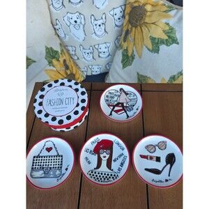 BRIGHTON Fashion City Porcelain Coasters Ceramic Set of 4 Assorted OG box